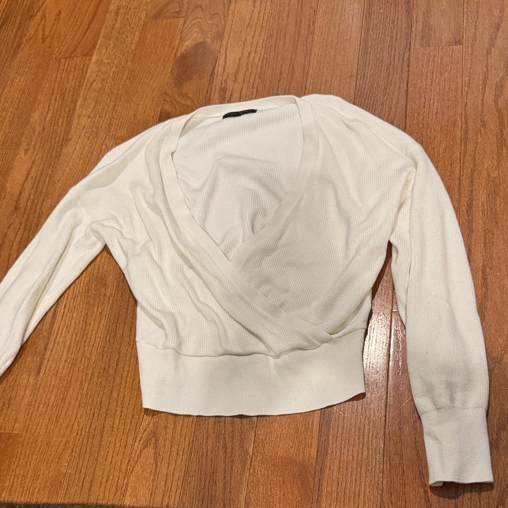 Banana Republic Ivory Knit V-neck Sweater